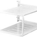 Tookie 2 Layers Projector Shelf, Wall Mount Double Floating Shelf Under TV Entertainment for Projector Router Camera TV, Router Shelf Storage Box Projector Holder Accessories (White)