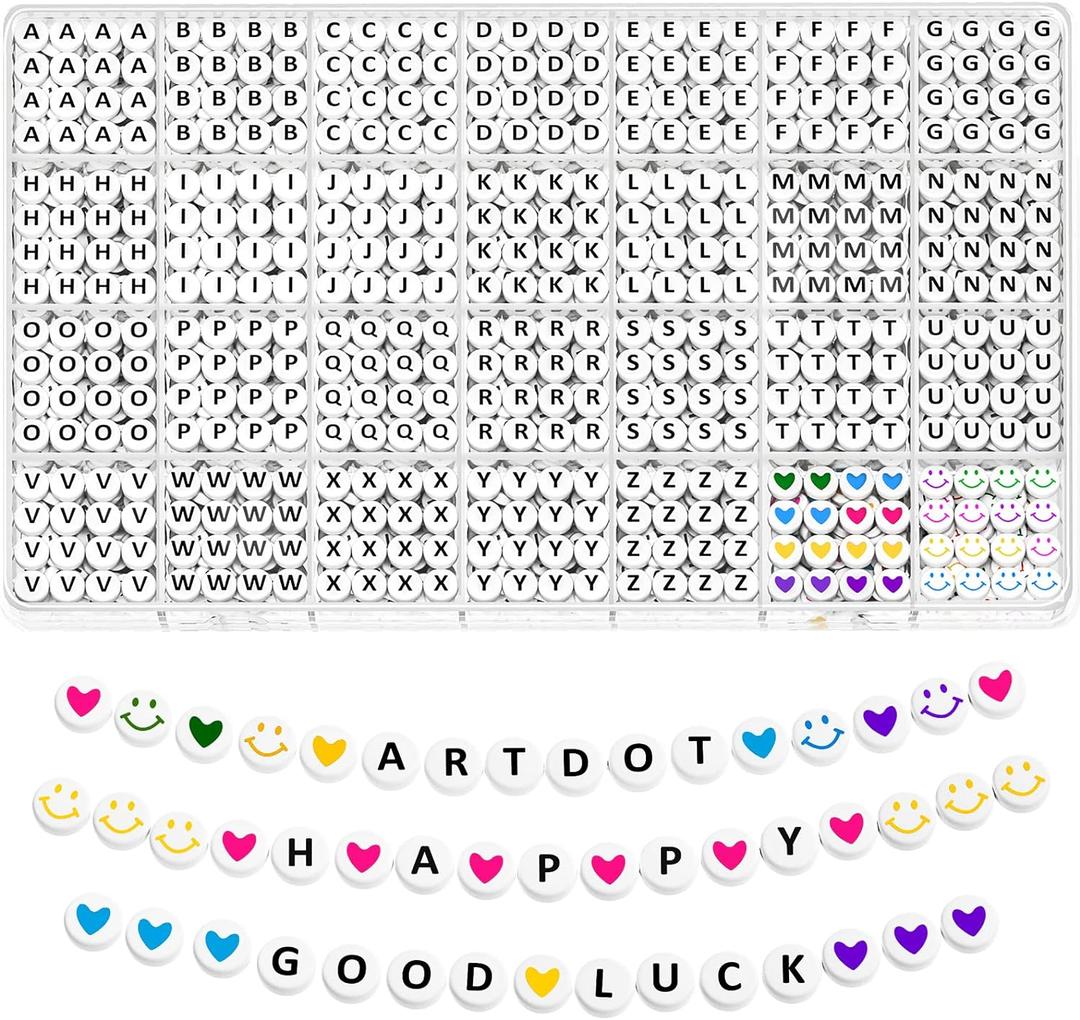 ARTDOT 1400 PCS Letter Beads for Jewelry Making Kit, 28 Styles Alphabet Beads for Friendship Bracelets Assorted Preppy Beads with Storage Case