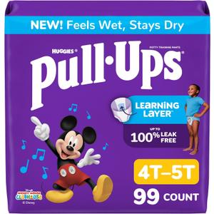 Pull-Ups Boys' Potty Training Pants, Size 4T-5T Training Underwear (38-50 lbs), 99 Count