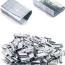 QWORK Seals for 1/2" Strap Width Steel Strapping, 500 Pcs Metal Clips for Firmly Securing Packaging and Pallet Banding, Fix Large and Medium-sized Loads for Storage and Transportation