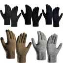 5 Pairs Knit Thick Winter Adult Touch Screen Gloves Warm Stretch Texting Glove Soft Brushed Lined Glove for Men Women Cold Weather Soft Skin-Friendly Anti-pilling