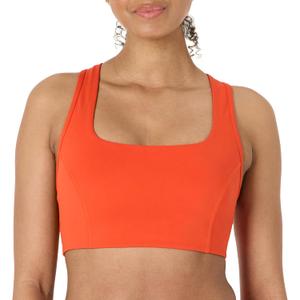 Amazon Essentials Womens Active FormFlex Buttery Soft Light Support Square Neck Racerback Sports Bra (Bright Red)