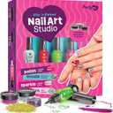 Nail Art Studio for Girls - Birthday Gift - Nail Polish Kit for Kids Ages 7-12 Years Old - Girl Gifts Ideas - Gift Set - Girly Stuff - Polish, Pens, Glitter, Stickers, Gems, Filer - 8 9 10 11 12 Years