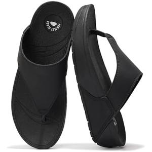 Project Cloud Womens Thong Comfortable Memory Foam Platform Sandals & Flip flops Non Slip Footwear, Leather Sandals for Women 2025 (Arlee) Size 6