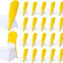 20 Pcs Chair Cap Covers Spandex Chair Hood Sash Hat Bands Folding Stretch Elastic Cover for Wedding Holidays Banquet Party Celebration (Yellow)