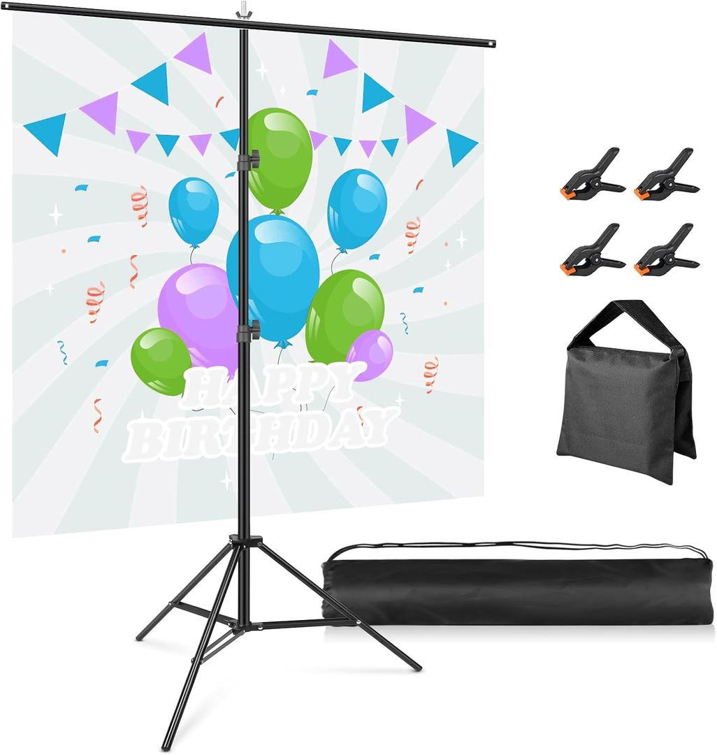 T Shaped Backdrop Stand 6.5x8.5ft, Huzofexo Portable Background Holder with Clips, Adjustable Photo Stand Kit for Parties,Photography,Banner,Photoshoot