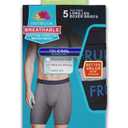 Fruit of the Loom Men's Breathable Cotton Micro-Mesh Black and Gray Long Leg Boxer Briefs, 2 Pack (Size S)