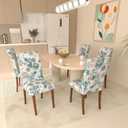 Stretch Dining Chair Covers Set of 6,Floral Print Chair Covers,Soft Removable Washable,Pet Friendly Furniture Protector,Universal Chair Slipcovers for Home, Kitchen,Ceremony Dining Room Seat (White Kite Flower)