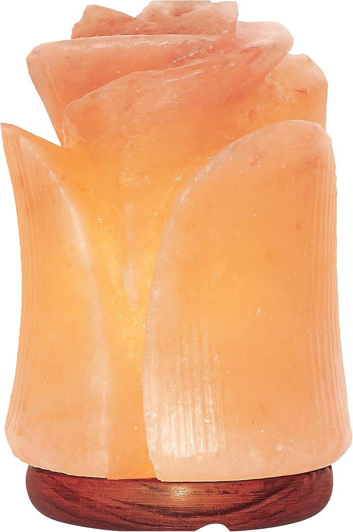 Spantik Tulip Shape Himalayan Pink Salt Lamp | Hand-Carved Rock Salt Flower Lamp | Natural Salt Night Light Desk Lamp for Home Office Decor | Himalayan Salt Lamps Sourced from Pakistan