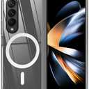for Samsung Galaxy Z Fold 4 Magnetic Clear Case, Compatible with Wireless Charger and Magsafe Card Wallet, Simplistic Transparent Shockproof and Drop-Proof Case