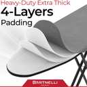 Bartnelli by Rorets Ironing Board Made in Europe | Iron Board with 4 Layered Cover & Pad, Height Adjustable up to 36" Features A Safety Iron Rest, 4 Steel Legs, for Laundry Room or Dorm Use (43x13)