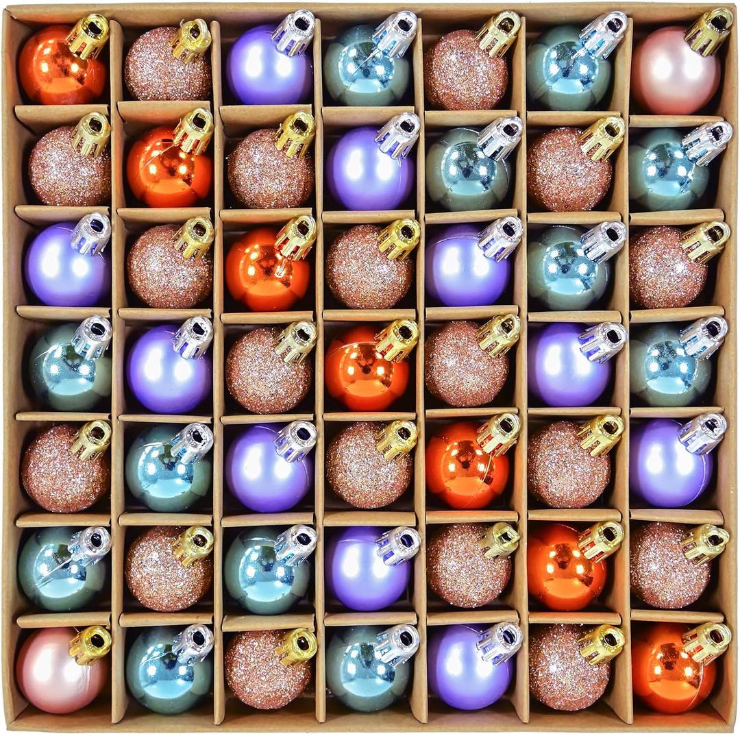 49PCS Mini Christmas Balls Ornaments Set - 3cm/1.18 Small Christmas Tree Ornaments for Mini Tree Decorations, Shatterproof Hanging Ball Bulk for Xmas Holiday Wreath Decor