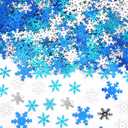 MARFOREVER Snowflake Glitter Confetti Decorations, White Blue Winter Confetti Christmas Snowflake Metallic Foil Confettis Sprinkles for Winter Wonderland Wedding Party Supplies Xmas Table Centerpiece