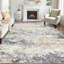 Area Rugs for Living Room: 8x10 Washable Neutral Abstract Rug for Bedroom Large Soft Modern Dining Room Rugs Indoor Floor Low Pile Carpet for Home Office Nursery - Blue Grey