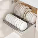Pull-out Cabinet Organizer Fixed with Adhesive Nano Film, Slide out Dish Drying Rack for Kitchen Cabinets, Pull Out Drawer for Kitchen Under Sink Organizer