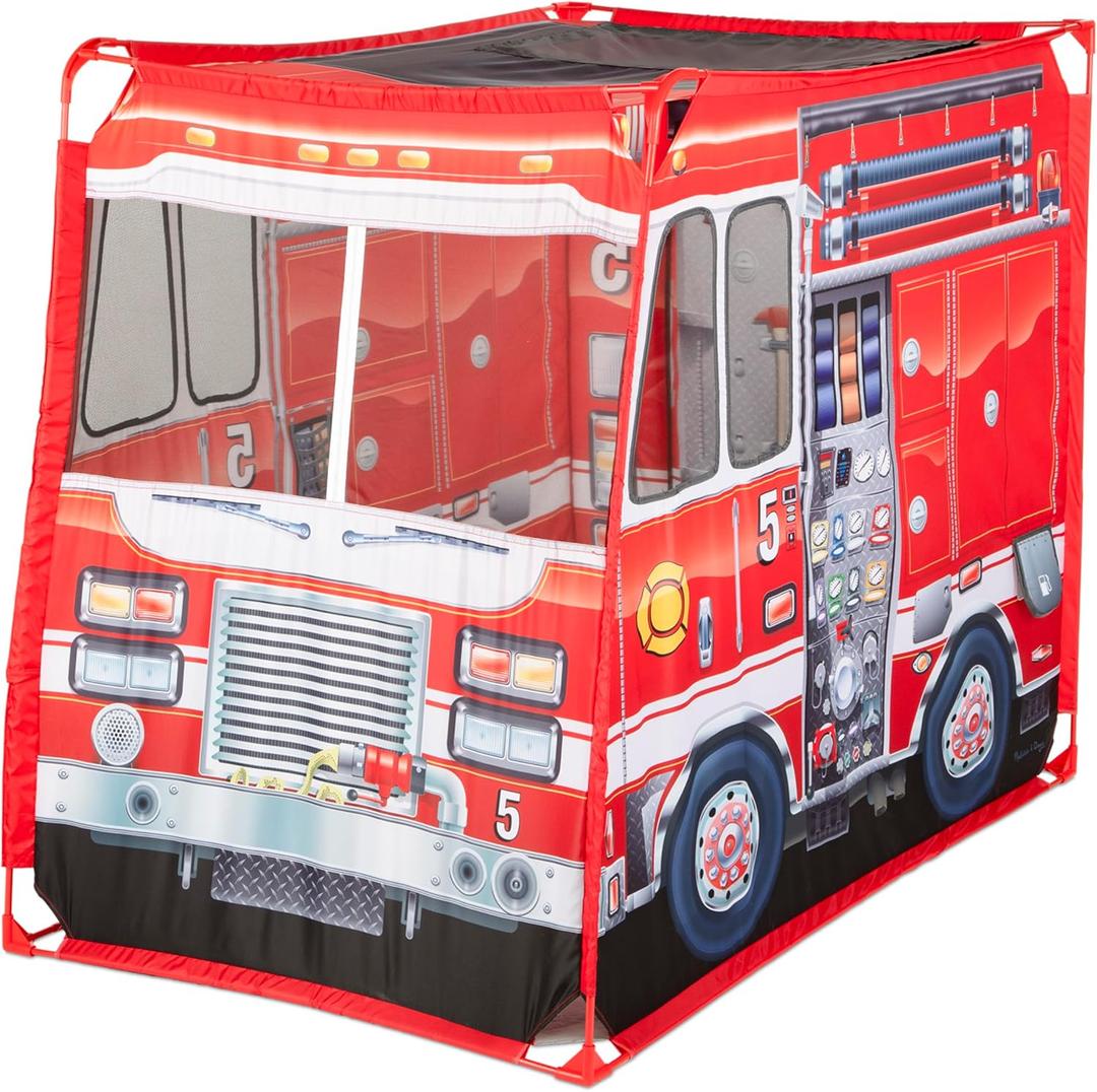 Melissa & Doug Fire Truck Play Tent Role Play Firefighter Tent, Fire Truck for Kids Ages 3+