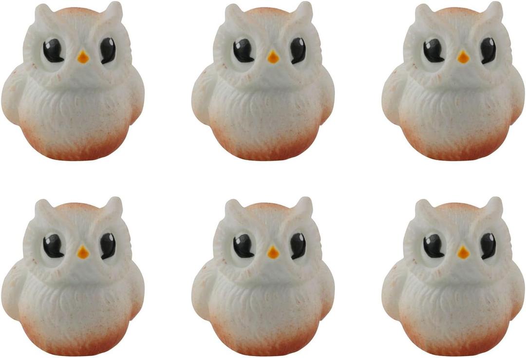 XGNG 50pcs Owl Mini Ornament Microlandscape Creative Cartoon Landscaping Resin Statue Fairy Garden Plants Decoration and Car Accessories
