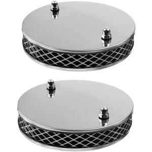 Pair of Chrome Pancake High Air Filters Airflow Plated Air Cleaner Element Compatible with 1/4" SU MG Midget Triumph Spitfire