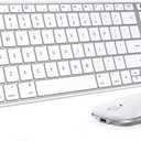 seenda Bluetooth Keyboard and Mouse for Mac, SKM64-2 Multi-Device Rechargeable Slim Wireless Keyboard Mouse Stainless Steel Full Size, Compatible with MacBook Pro/Air, iPad, iMac - White Silver