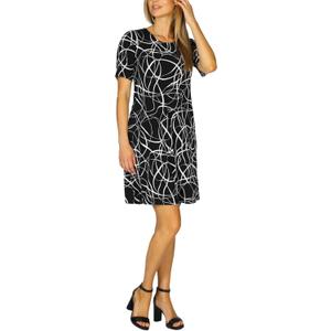 SeLouSua Women's Dress - Elegant A-Line Dress with Elbow Sleeves Fitted on Top Relaxed Bottom XL