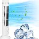 Tower Fan, Bladeless Tower Fan, Office Desk Fan, 90 Degree Oscillating Quiet Portable USB Desk Fan with Light for Home Bedroom Office (White)