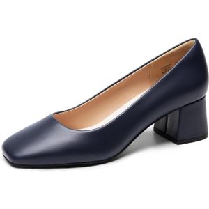 DREAM PAIRS Women's Low Chunky Heels Square Toe Pumps Comfortable Slip On Dress Shoes Wedding Party Office Shoes (8)
