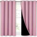 NICETOWN 100% Blackout Curtains with Black Liners, Thermal Insulated Full Blackout 2-Layer Lined Curtains, Energy Efficiency Window Draperies for Dining Room (Crystal Pink, 2 Panels, 52" W by 45" L)