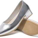 Jeekopeg Low Chunky Pumps Women's Round Toe Heels PU Leather Chunky Pump Shoes Classic Closed Toe Pumps Low Heel Dress Shoes for Women