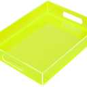 Large Acrylic Tray Ottoman Coffee Table Tray with Handles 17x13'' Decorative Serving Platter for Food Tea Dinner Snack Eating Bar Party, Neon Green