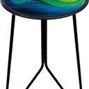LIFFY Patio Side Tables,12" Outdoor Metal Side Table with Glass Tabletop,Indoor Small Round Decorative Plant Stand & Accent Table for Garden, Yard, Balcony, Backyard, Porch