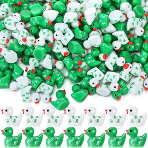 200 Pcs Mental Health Resin Ducks Bulk Mental Health Awareness Item Green Ribbon Awareness Ducks for Public Charity Activities Supplies Event