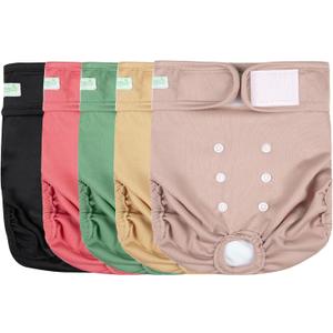 wegreeco Female Dog Diapers, Washable Reusable Pet Puppy Doggie Diapers for Small Medium Large Female Dogs in Heat Period, Doggy Period Panties, 5 Pack, X-Large