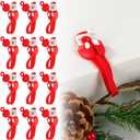 12 Pcs Christmas Garland Hooks Garland Hanger for Mantle Xmas Stocking Holder Silicone Adhesive Straps Ties for Wreath Door Frame - Red Santa Claus