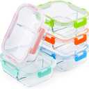 CREST Glass Meal Prep Containers 2 Compartment Set, 5-Pack, 34oz, Divided Bento Lunch Boxes with Lids for Adults