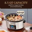 Elite Gourmet MST-900D 8.5Qt Digital Programmable XL Jumbo Slow Cooker, Adjustable Temp, Entrees, Sauces, Stews & Dips, Dishwasher Safe Glass Lid & Crock, Stainless Steel, 8.5 Quarts