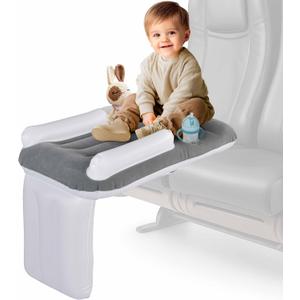 Toddler Airplane Bed - Inflatable Baby Airplane Bed for Toddler with Safety Belt, Travel Bag, Air Pump, Fast-Inflating Valves, Cup Holder, Safety Bumper, Fits All Seats, Seat Extender for Kids