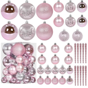 Christmas Ball Ornaments for Christmas Decorations - 41 Pieces Xmas Tree Pink Shatterproof Ball Ornaments with Hanging Loop for Holiday and Party Decoration