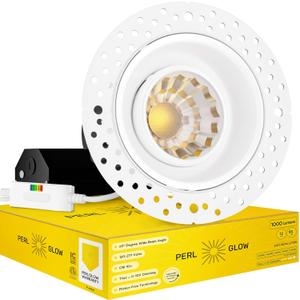 3 inch Gimbal Trimless White Round Downlight Luminaire, High Output, LED Recessed Light Fixtures Dimmable 12W=120W, 1000 Lumens, 60 Beam Angle, 5CCT Selectable 2700K|3000K|3500K|4100K|5000K