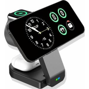 3 in 1 Wireless Charging Station for Apple MagSafe Charger Multiple Devices,Magnetic Foldable 15W Fast Wireless Charger Stand for iPhone 15/14/13/12/Pro Max/Pro iWatch Ultra/9/8/7/6/5/4/3/2 AirPods