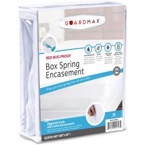 Guardmax Premium Box Spring Cover - Queen Size Waterproof and Bed Bug Proof Zippered Box Spring Encasement - 6 Side Absorbent Boxspring Protects Against Bed Bugs, Dust Mites, Dirt, Spills, and Stains.