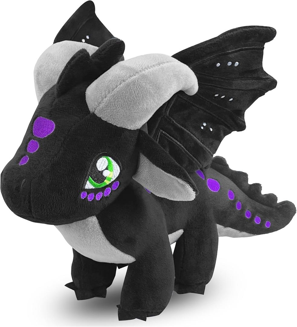 Kobataro Wings Dragon Plush Toys Stuffed Animal Plushies Cute Dragon Figure Merch Present for Kids Aged 3+ (Black)
