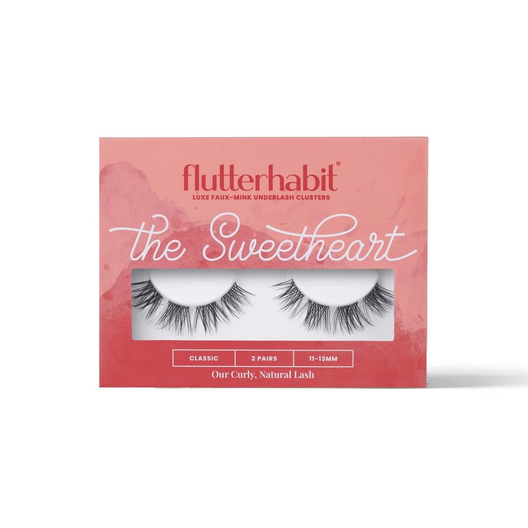FlutterHabit The Sweetheart Lashes, 2 Sets of Eyelashes, DIY Natural & Curly Lash Extensions, Up to 10 Day Lash Wear, Salon Quality Cluster Eyelashes for a Natural Look, No Glue Included
