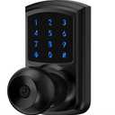 Hidalife Keyless Entry Door Knob with Code, Digital Door Lock with Keypad, Touchscreen Keypad Door Lock with Handle for Front Door Bedroom Home, Auto-Lock, Matte Black