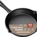Bakken 10" Cast Iron Skillets, Pre-Seasoned Frying Pan with Even Heat Retention Cooking, Versatile for Stove, Oven, Grill & Campfire, Easy-Grip Handles, Hand Wash Only, 4.41 lbs