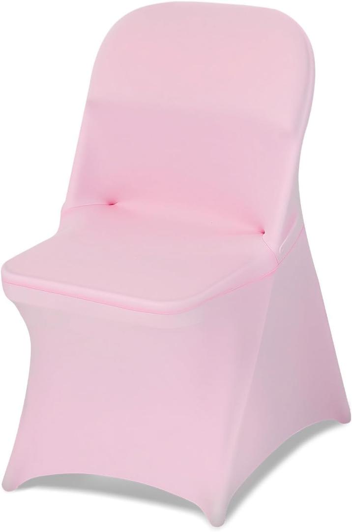 VEVOR Chair Covers, Polyester Spandex Chair Cover, Stretch Slipcovers for Wedding Party Dining Banquet Flat-Front Chair Covers (Pink-c, 50PCS)