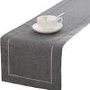 Tosewever Decorative Linen Table Runner Farmhouse Style Tabletop Collection 14 x 72 Inches Table Runners for Everyday Dining Wedding Party Holiday Home Decor (14" x 72", Grey/Straight)
