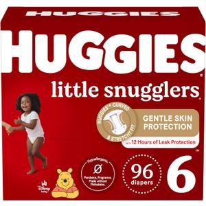 Huggies Size 6 Diapers, Little Snugglers Baby Diapers, Size 6 (35+ lbs), 96 Ct (2 packs of 48)