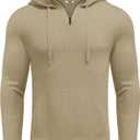 COOFANDY Mens Knitted Hoodie Sweater Long Sleeve Turtleneck Quarter Zip Pullover Sweaters with Pocket (M)