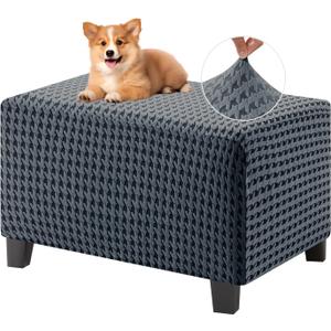 MAXIJIN Stretch Ottoman Cover Rectangular Ottoman Slipcovers for Footstool with Elastic Band Square Folding Storage Stool Furniture Protector Removable Washable (XX-Small, Dark Gray)