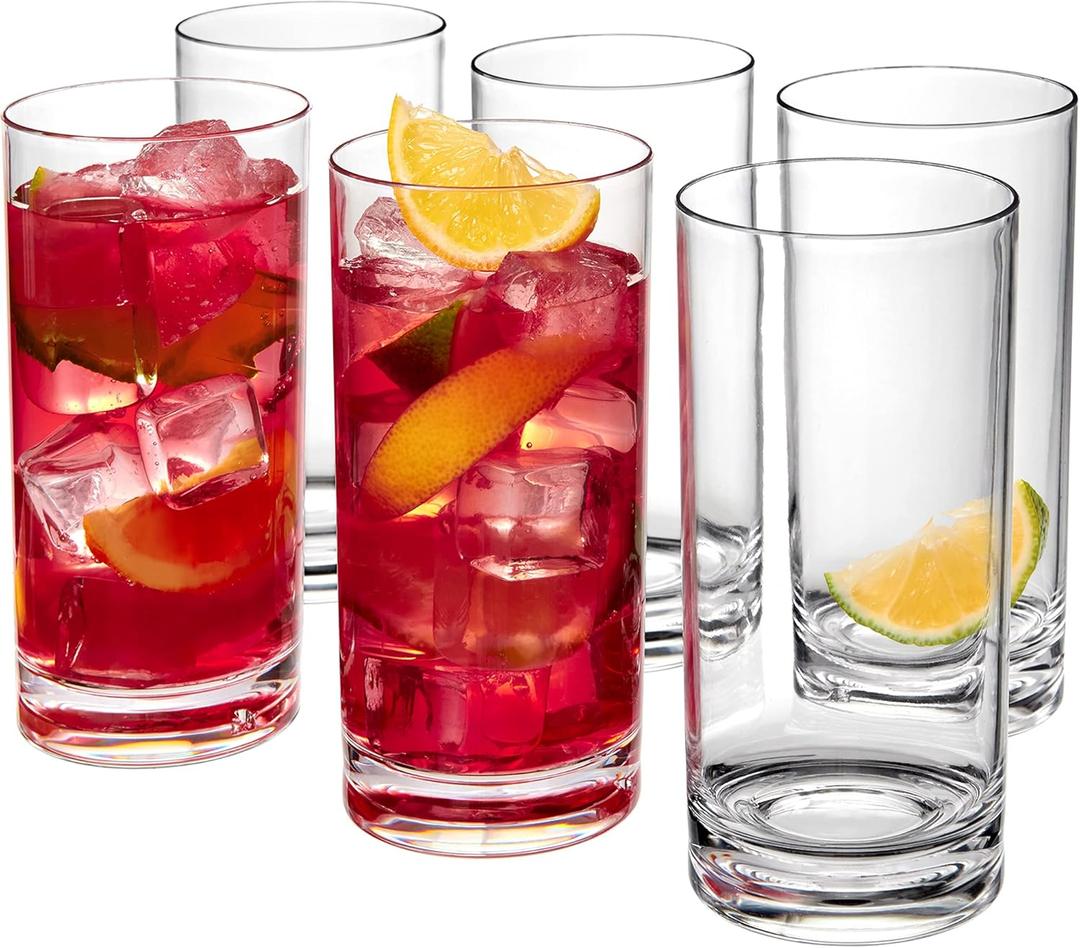 Amazing Abby - Probity - 16-Ounce Plastic Tumblers (Set of 6), Drinking Glasses, Reusable Cups, BPA-Free, Shatter-Proof, Dishwasher-Safe (Made of Plastic, NOT Glass)